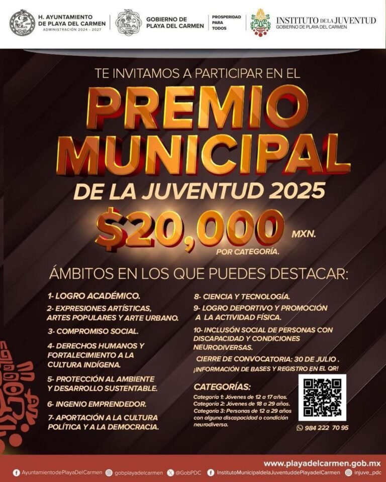 Premio Municipal de la Juventud 2025 en Playa del Carmen